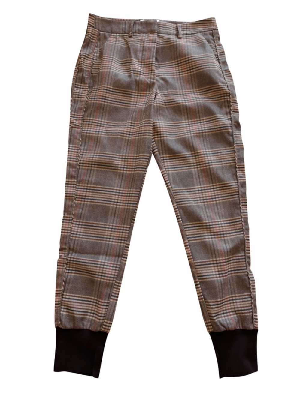 Plaid Tapered Jogger Pants Women’s Size 2 Brown Black Office Casual